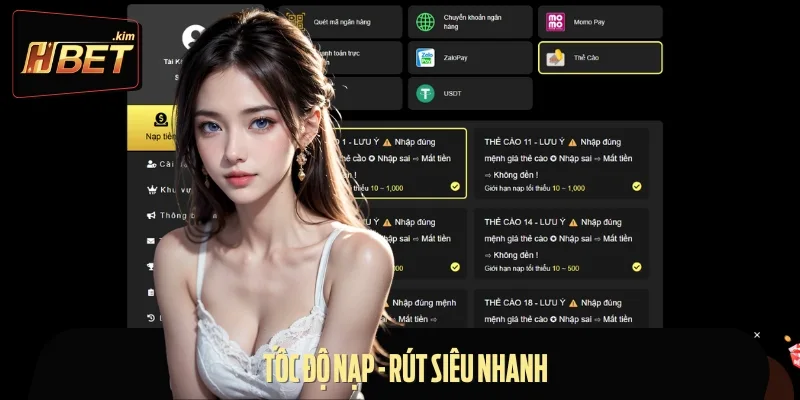 Có thể nói rằng, tốc độ nạp rút chính là ưu điểm lớn nhất của nhà cái